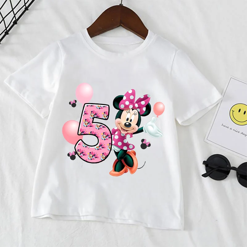 Mickey Minnie Mouse Clothes Children Summer T Shirt Print Cartoon Boy Girl Short-Sleeve Tops Baby Tee Clothing Kid Birthday Gift