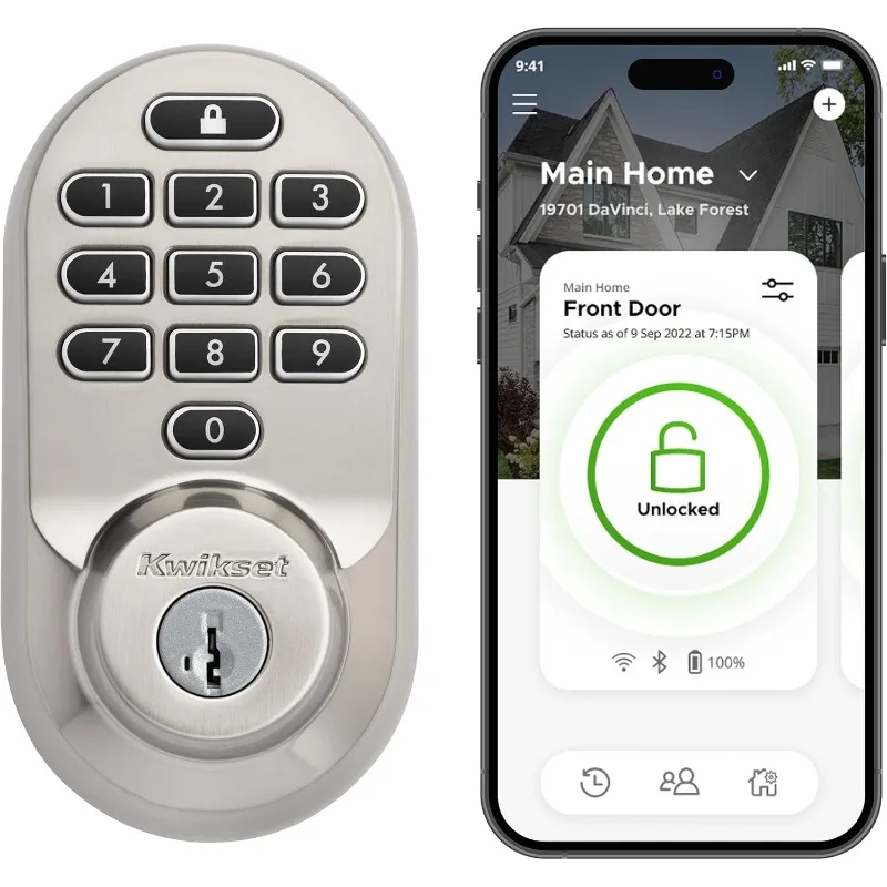 Kwikset Halo Wi-Fi Smart Lock, Keyless Entry Door Deadbolt, Geofence Auto-Unlock, Grade AAA Certified, No Hub Easy Install