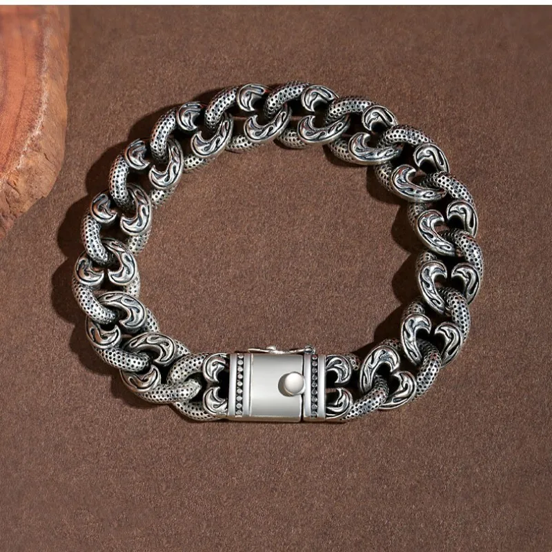 

Винтажные линии, цветок, виноградная лоза, браслет в форме сердца для мужчин, ювелирные изделия, индивидуальный широкий браслет-цепочка, мужские аксессуары для рук 18, 20, 22 см