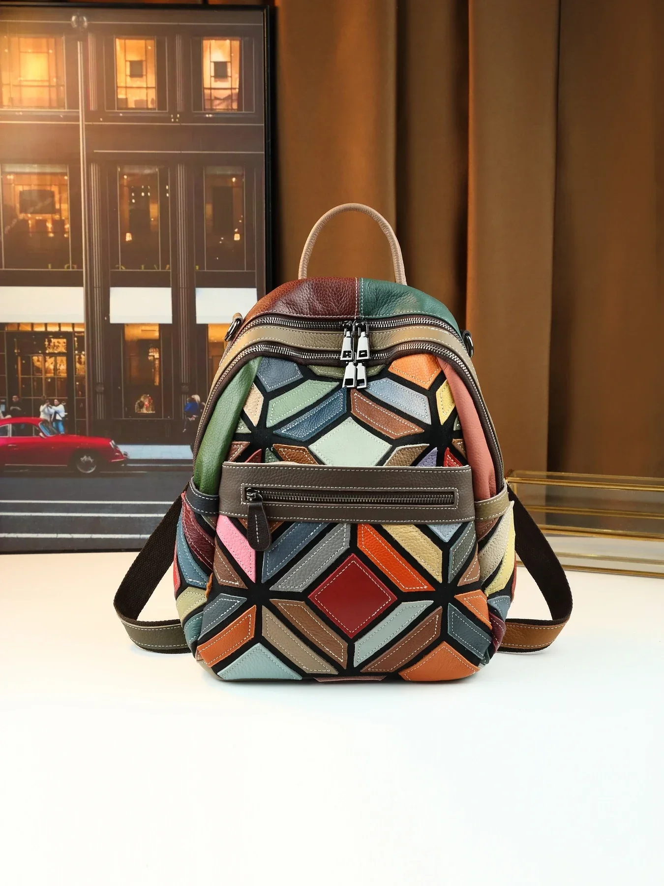 stylish-and-colorful-geometric-stitching-leather-going-out-for-travel-large-capacity-backpack