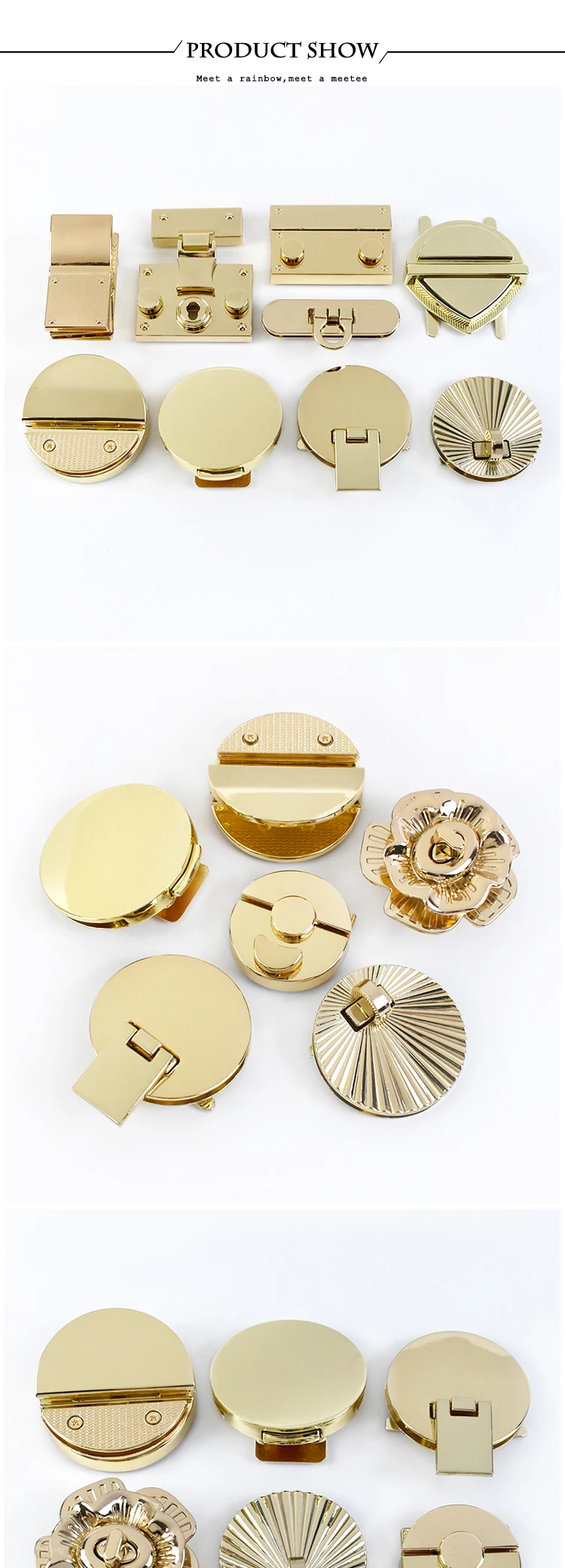 1Pc Gold Metal Clasp Turn Lock Twist Locks Bag Decoration Buckles Handbag Purse Closure Clasps DIY Hardware Replace Accessories