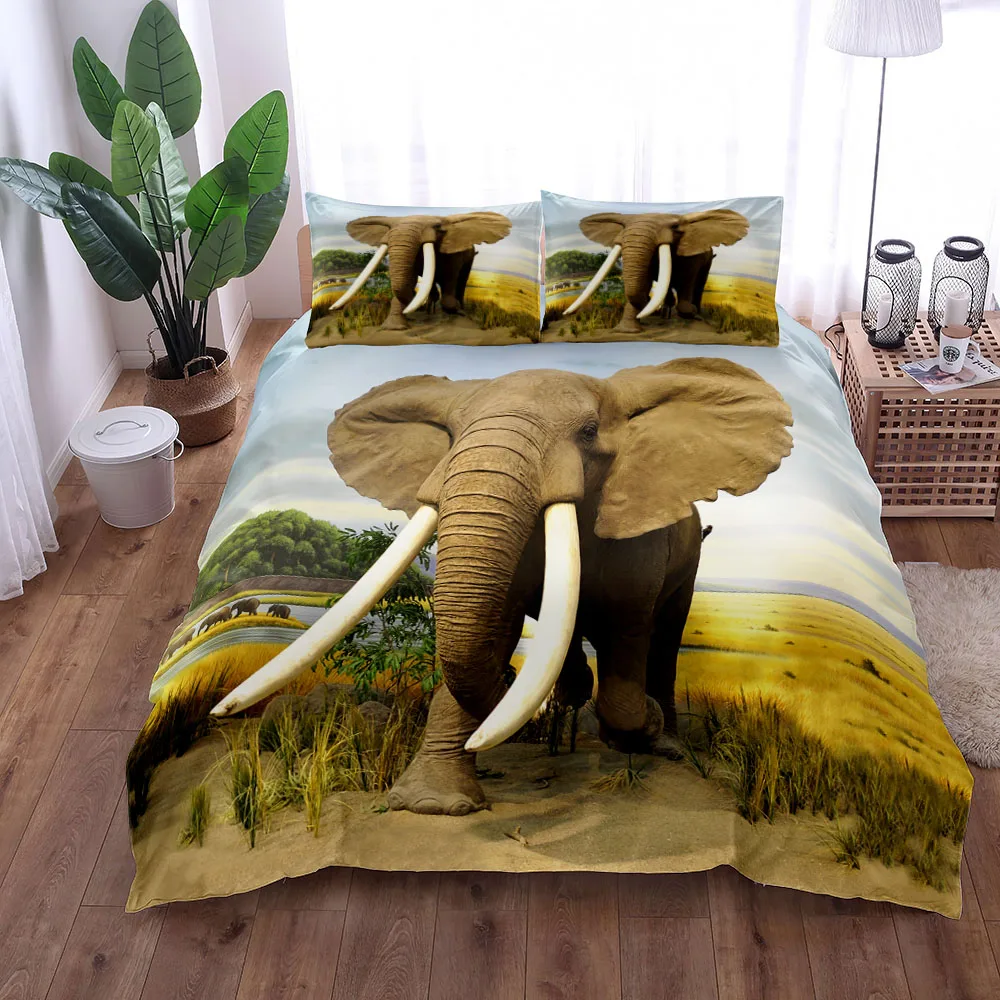 Photographic Elephant Stunning Duvet Cover Set King Queen Double Full Twin Single Size Bed Linen Set