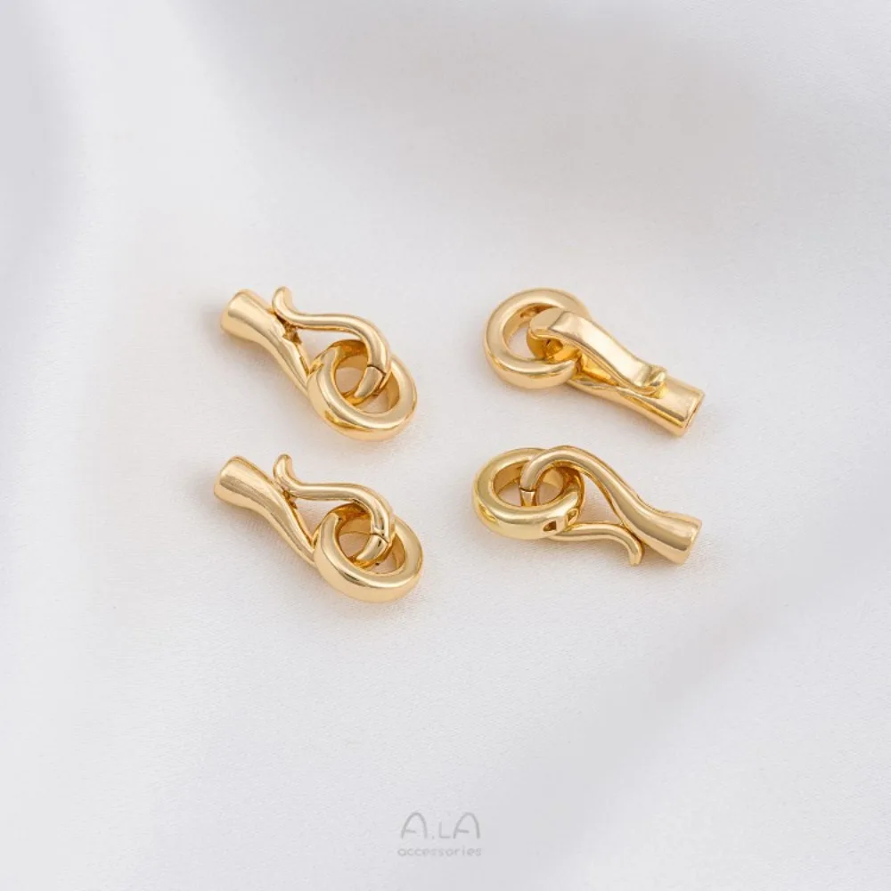 1 قطعة المشابك النحاسية 14K الذهب اللون خطاف الصيد الدائري اللؤلؤ مشبك اليدوية قلادة سوار مجوهرات ربط نهاية مشبك #4