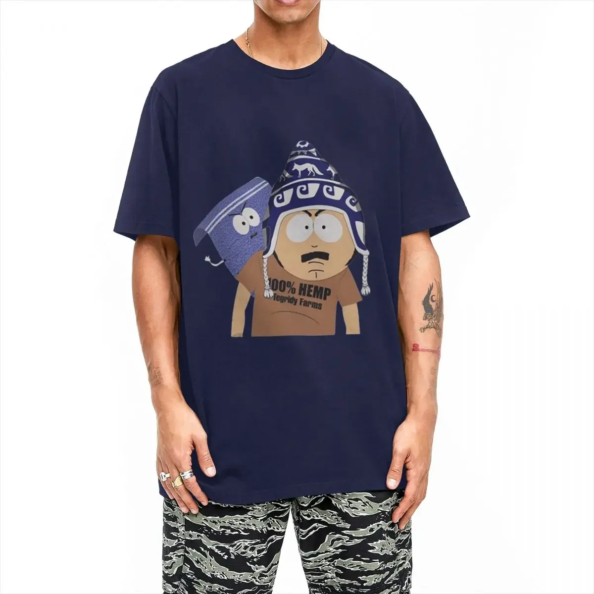 Harajuku Tegridy Farms Randy Marsh Towelie Tshirts Men's Crewneck Short Sleeve Tops South-Park Cotton Summer Tops