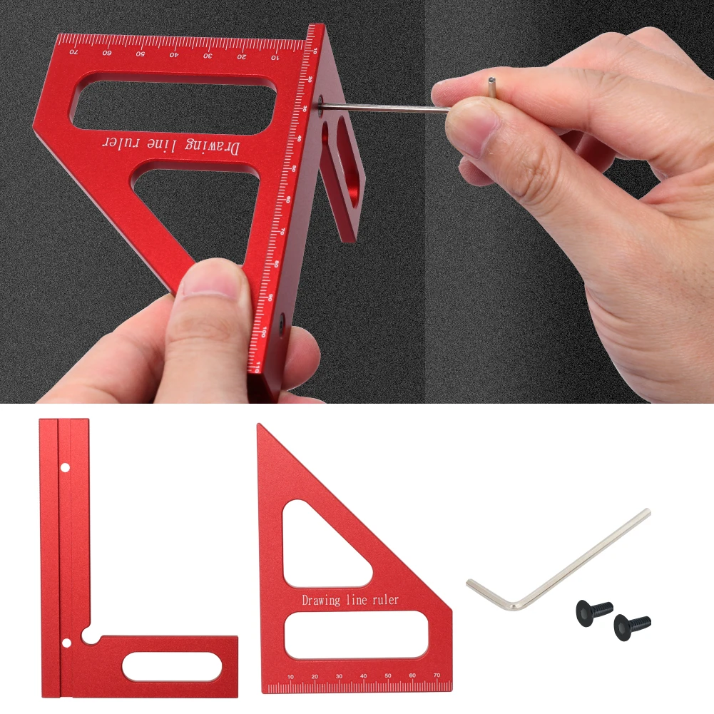 Woodworking Square Protractor Aluminum Alloy Miter Triangle Ruler High Precision Layout Measuring Tool for Engineer Carpent