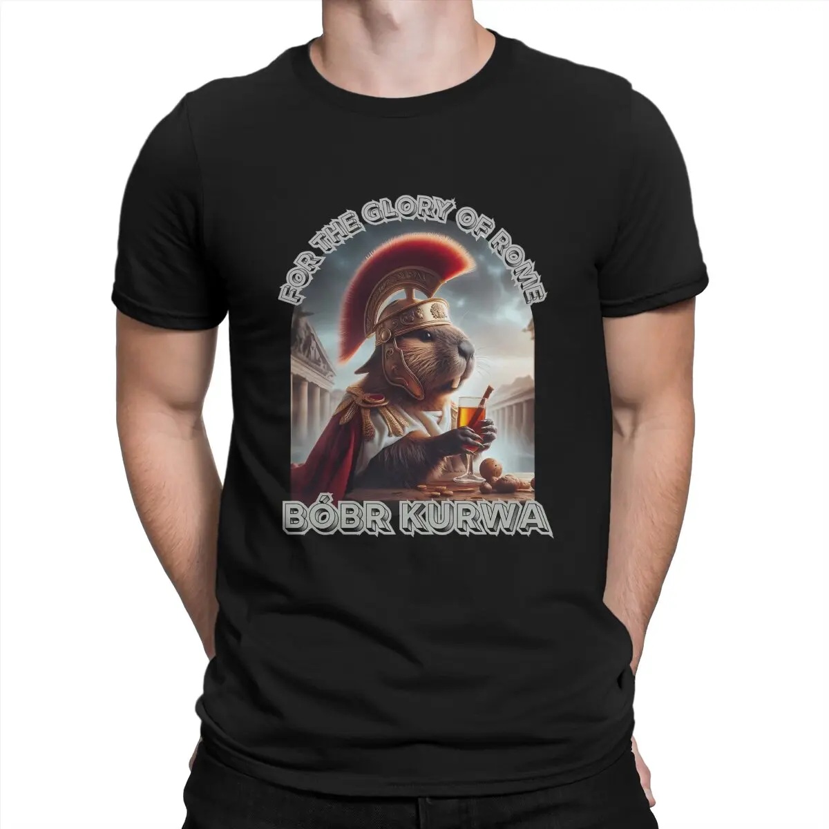 Funny Gladiator Thinking About the Roman Empire T-Shirt Men Crewneck 100% Cotton T Shirts Kurwa Bobr Bober Short Sleeve Tee