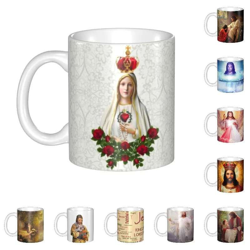 Tazas de café de Nuestra Señora de Fátima personalizadas, DIY, Jesús, Fátima, Rosario de Portugal, taza de té de leche de cerámica