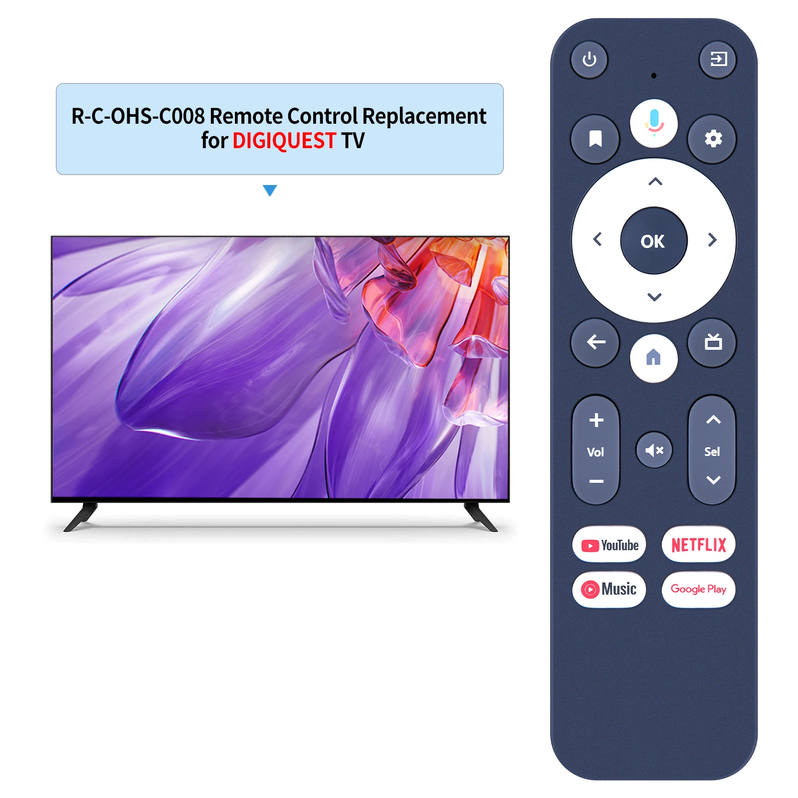 Remote control for DIGIQUEST R-C-OHS-C008 TV BOX