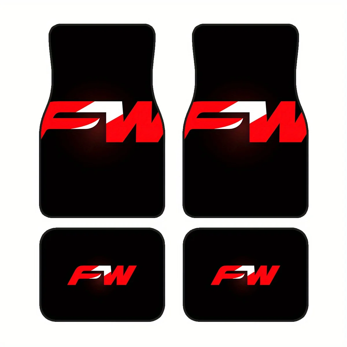 4pcs Non-Slip Polyester Car Foot Mats With Red 