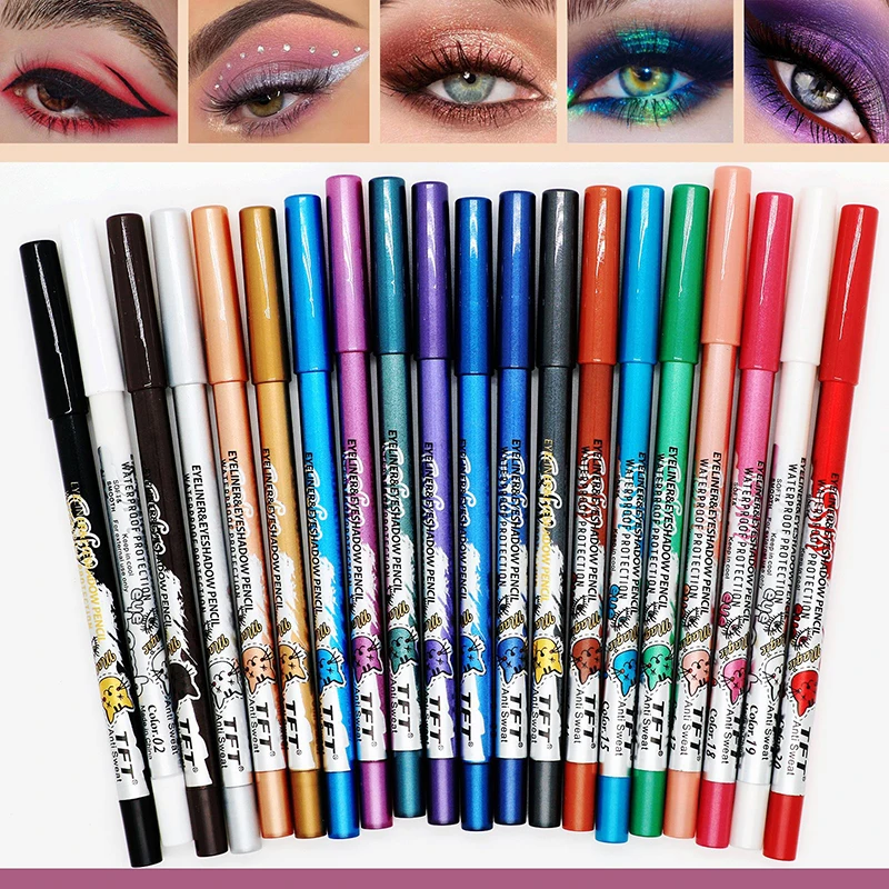 14 Colors Eyeliner Pencil Quick-dry Colorful Long-lasting Eye Liner Pen Waterproof No Blooming Blue Pink Cosmetics Tools