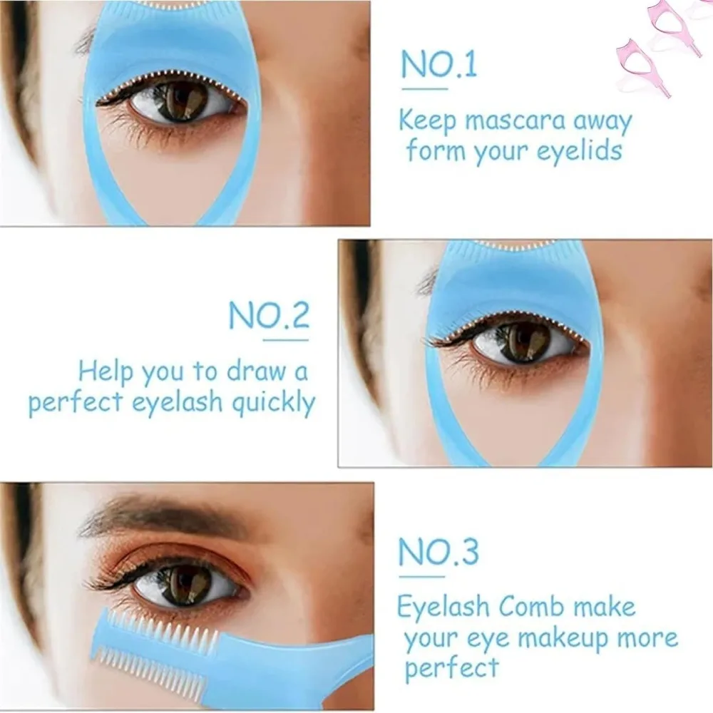 Eyeliner Assistant 3-In-1 Eyelash Comb Template Crystal Guide Make Up Brush Cosmetic Protect Eyes 3 In1 Eyelashes Tools Women