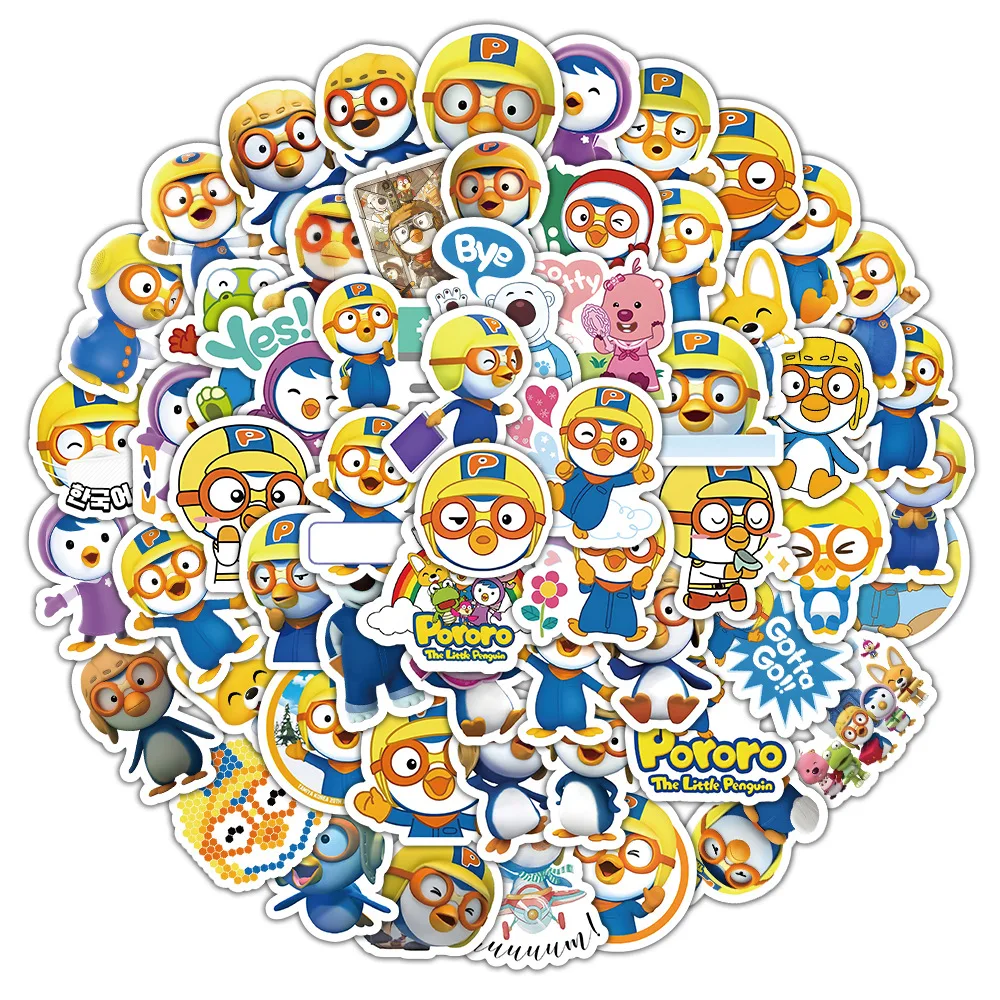 50pcs New Pororo Personalized Creative DIY Handbook Stickers Mobile Phone Skateboard Decoration Stickers