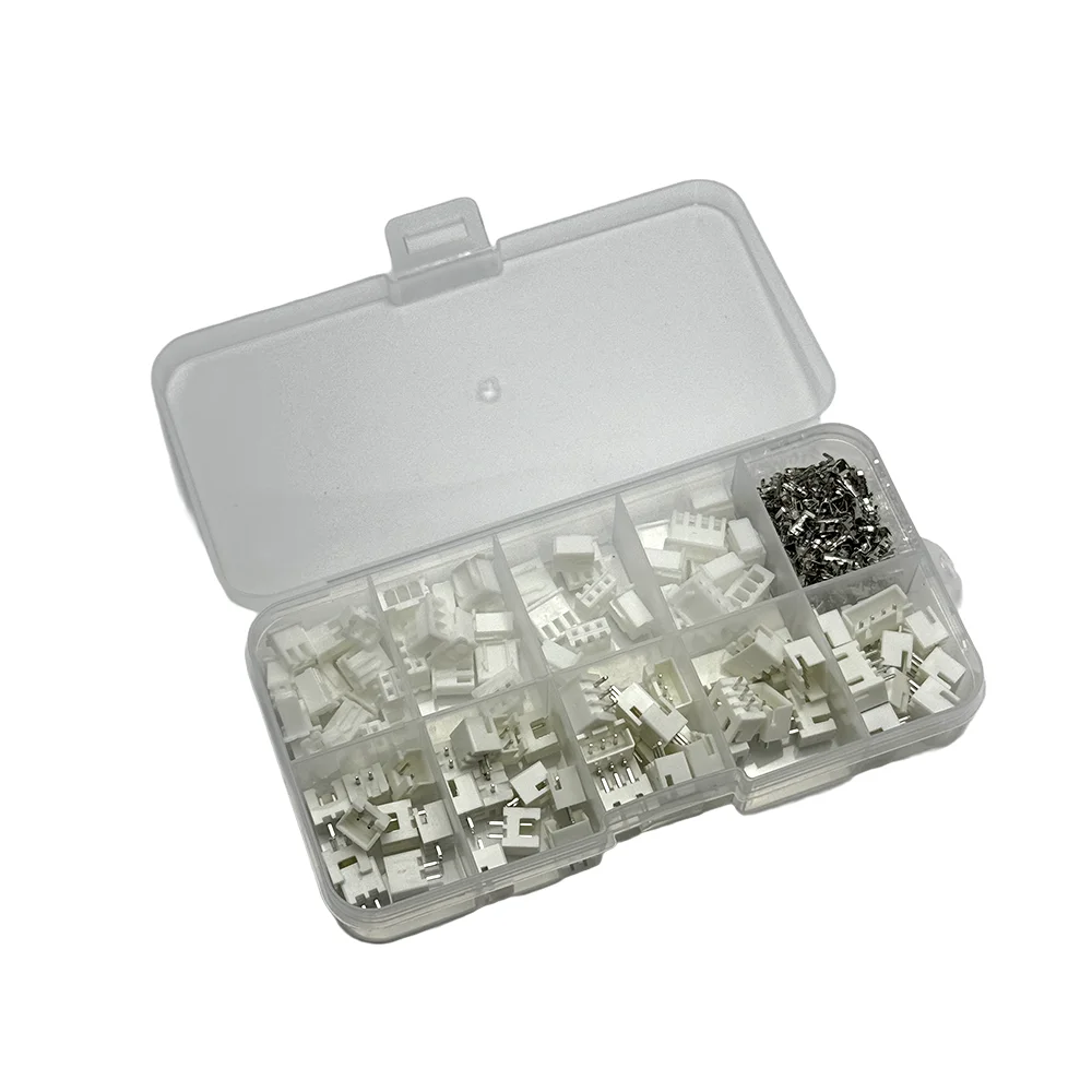 250pcs XH2.54 Terminal Kit 2P 3P 4Pin 2.54mm Pitch Pin Header JST Connector Wire Adaptor Housing for Electronics