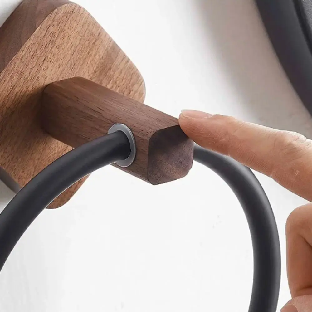 

Круглые портативные вешалки для полотенец из алюминия и орехового дерева, держатели для полотенец из бука, белого цвета