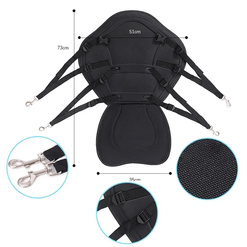 Padded Kayak Seat with Detachable Storage Bag Adjustable Strap Boat Seat Cushioned for Kayaking Fishing Boat Rafting Accessories