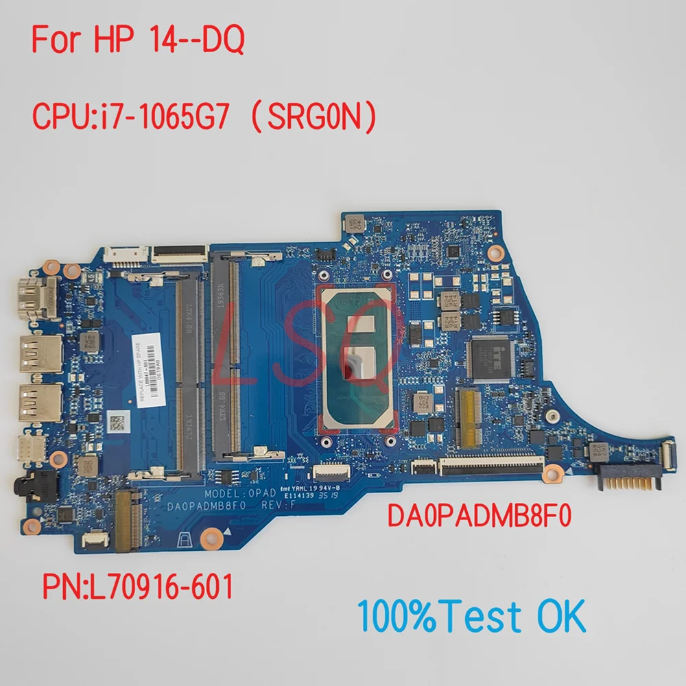 DA0PADMB8F0 For HP ProBook 14--DQ Laptop Motherboard With CPU i3 i5 i7 PN:L88848-601 L70916-601 100% Test OK