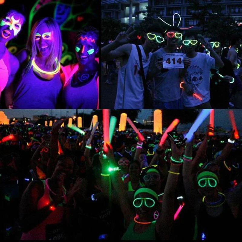 2024 New Party Glow Stick Accessories Connectors Headband Glasses Butterfly Bracelets Necklaces Neon Party Fluorescent Colors