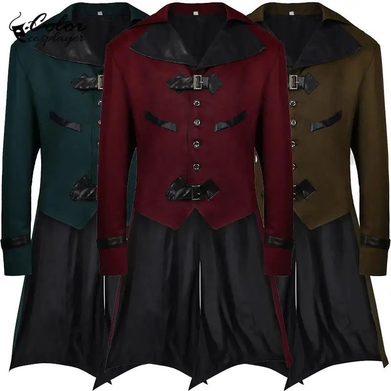 

Carnival Punk Style Tailcoat Men Medieval Cosplay Costume Gentleman Jacket Vintage Festival Outfit Gothic European Clothing
