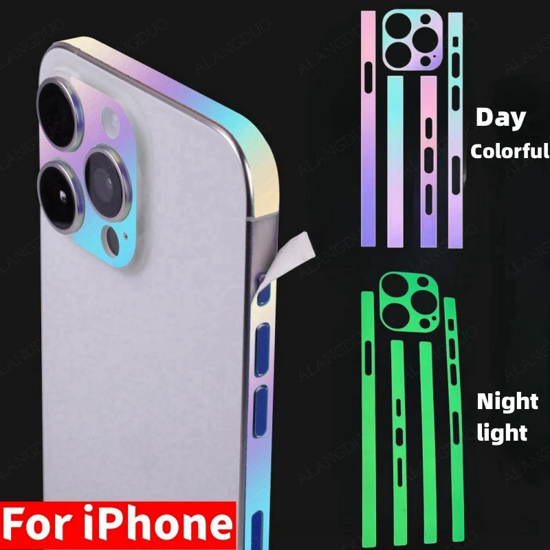 Leuchtender Seitenfilm für iPhone 16 Pro Max 16Plus 15Pro 14Pro Bunter Kameraschutz + Rahmen Hydrogelfilm für iPhone 16ProMax