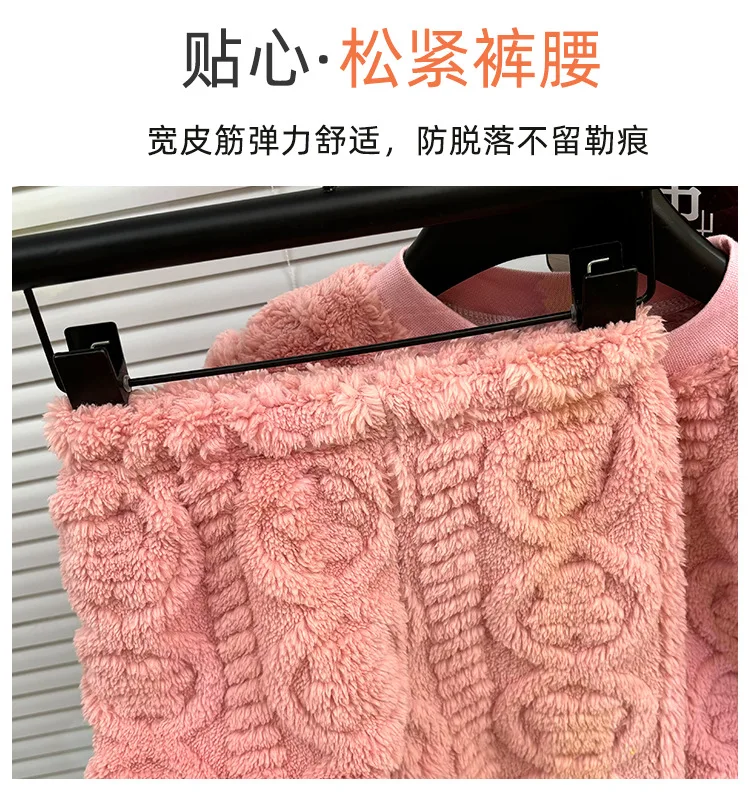 Herbst-Winter Kinder Thermo-Pyjama-Set aus Korallenfleece, Jacquard, warme Loungewear für Jungen und Mädchen, weiche, bequeme, verdickte Schlafkleidung – Detail 11