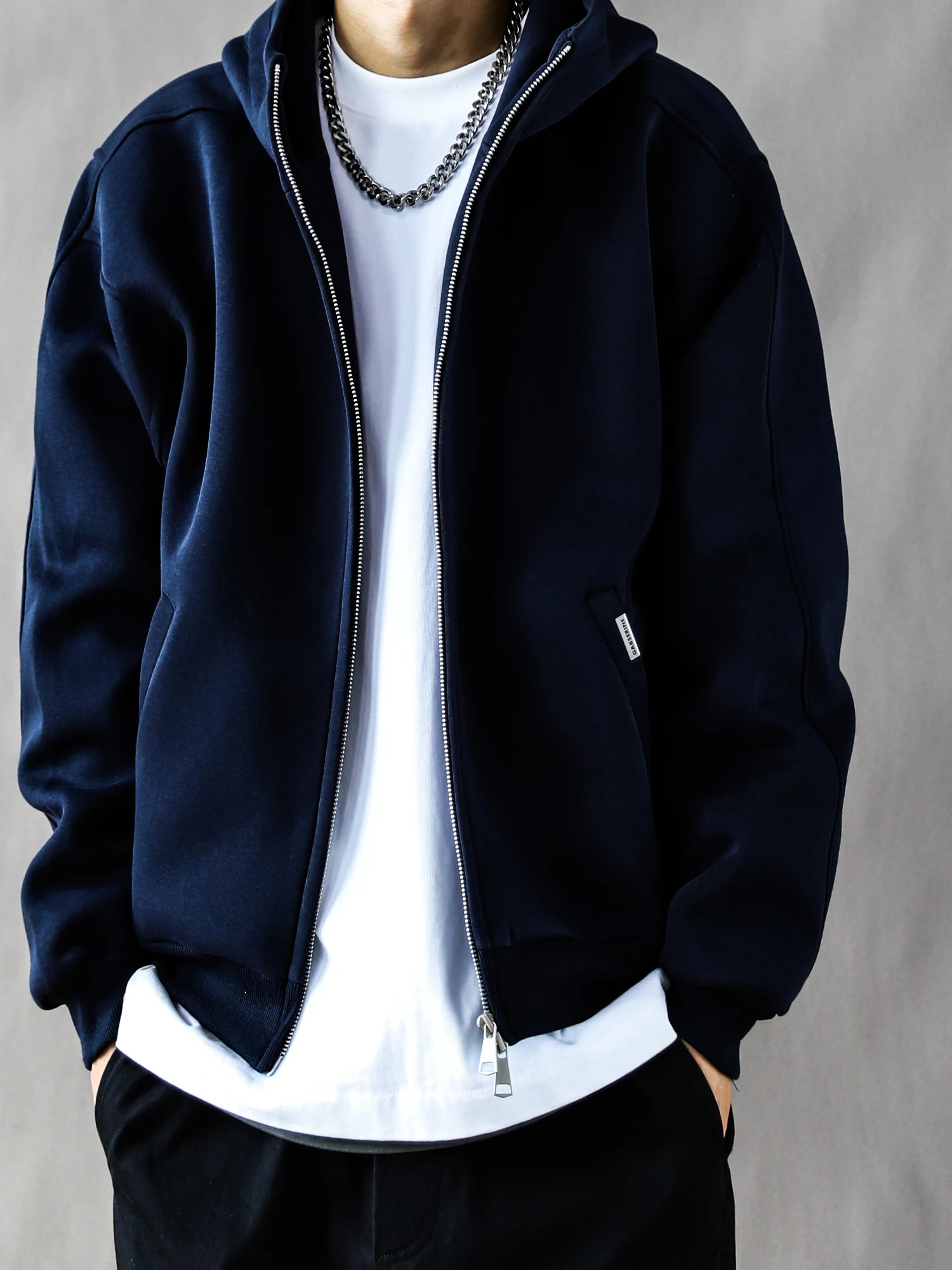 

Мужская толстовка на молнии Heavyweight American Sle, повседневный весенний топ, синий открытый кардиган, удобный свитшот из смесового хлопка