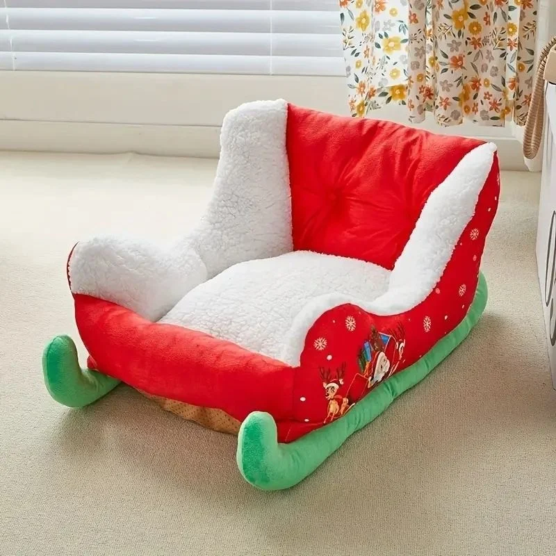 62cm-soft-plush-pet-bed-cat-bed-dog-bed-washable-winter-warm-christmas-sleigh-sofa-cushion-deep-sleep-house-for-small-dogs-cats