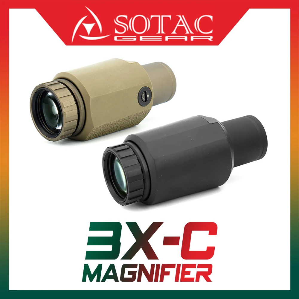 Sotac Gear 3X-C Magnifier Sight, 3X Mag Tactical Scope, Airsoft Accessories, Optics Sniper, FDE and Black, In Stock