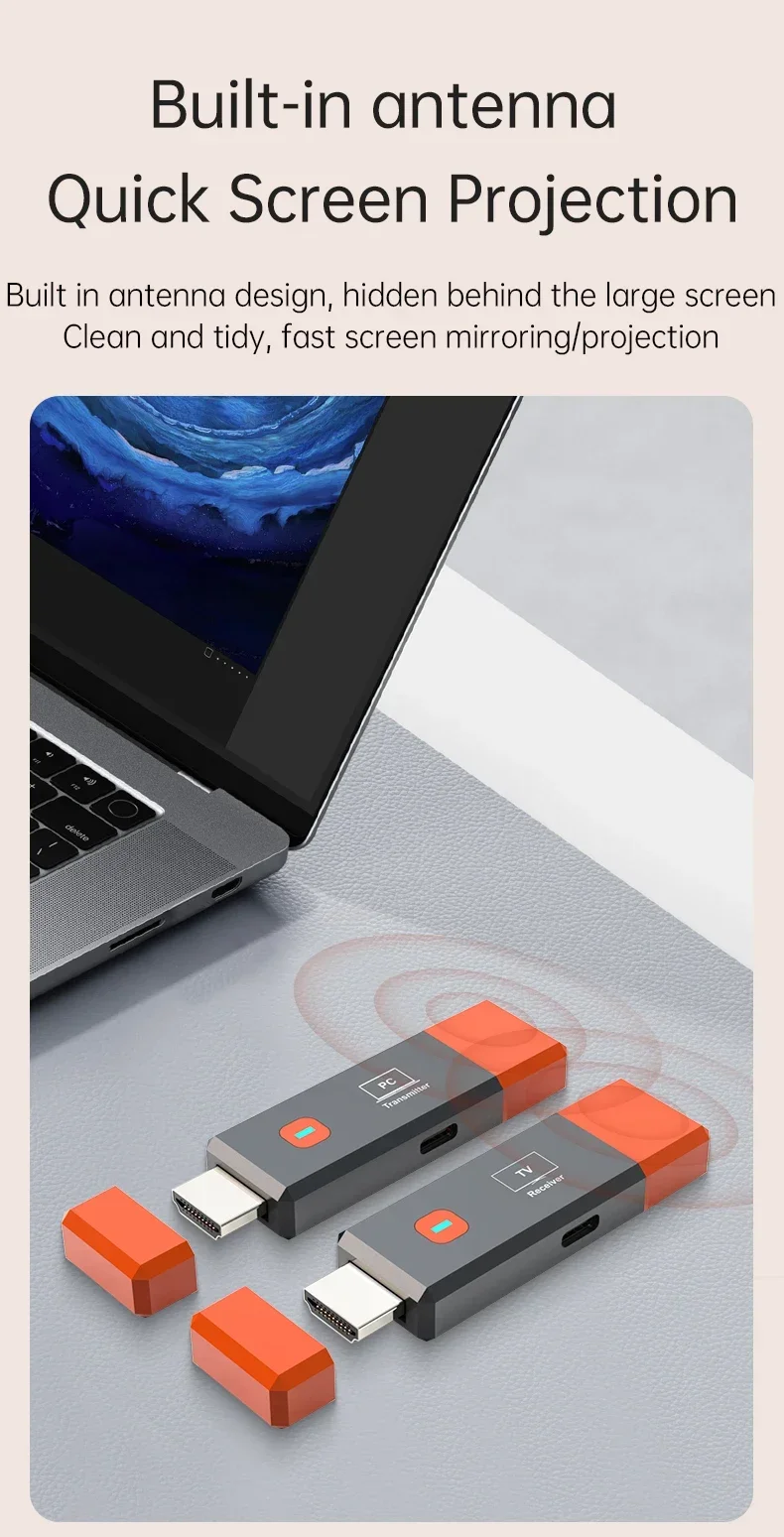 50M Wireless Video Sender Empfänger HDMI-Kompatibel Extender TV Stick Bildschirm Spiegel Adapter Schalter DVD PC Zu TV projektor – Detail 6