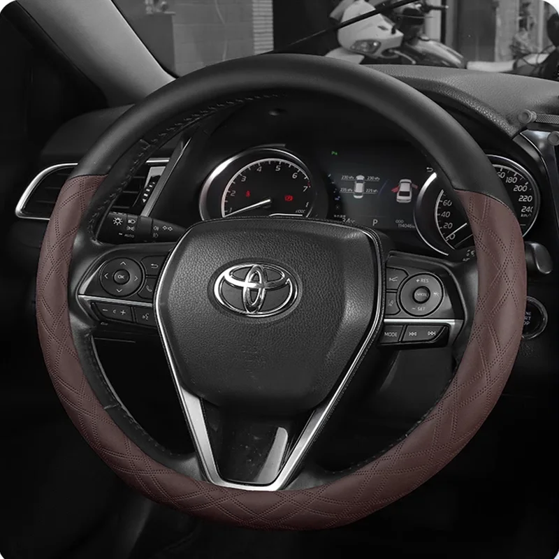 For Toyota Camry Corolla Levin Highlander Avalon CITY RAV4 O Shape Steering Wheel Cover Brain Car Accessories Leather Protector