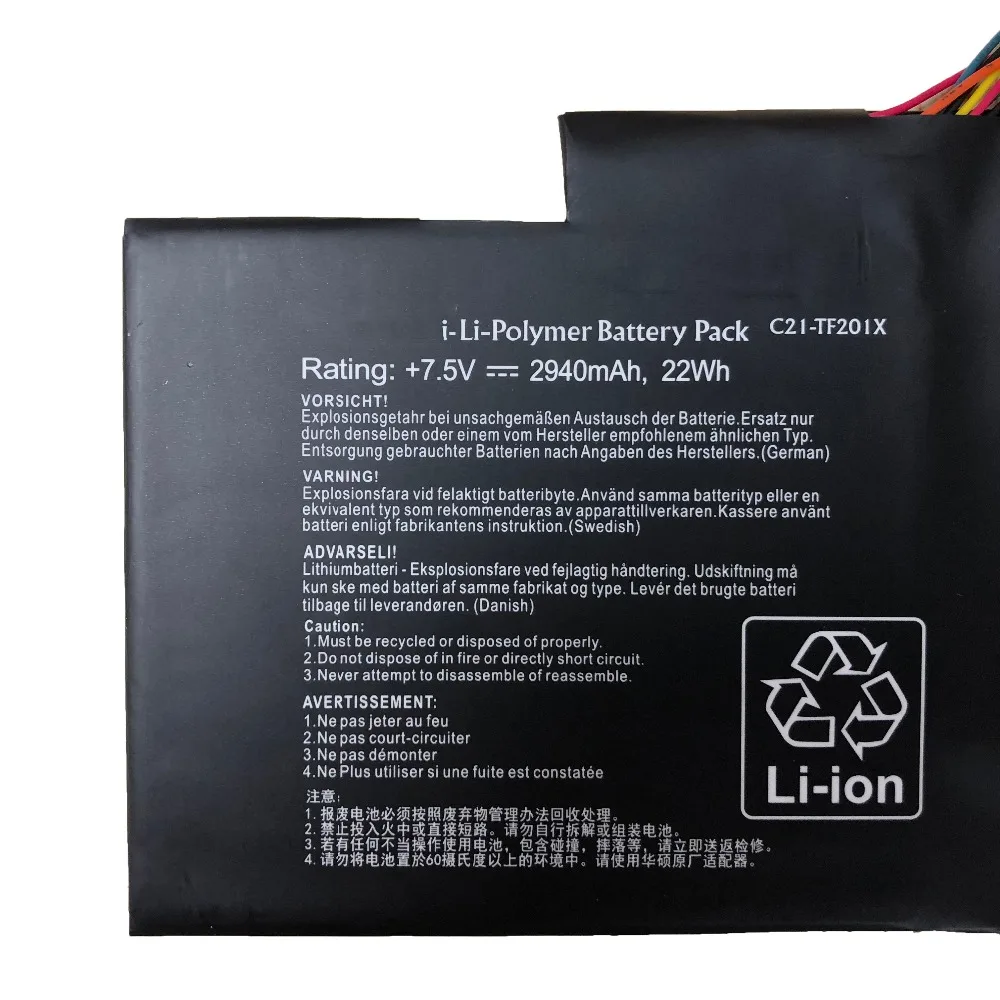 Imagem -03 - Nova Original Bateria do Portátil para Asus Tf300 Tf300t Tf300tg Tf300tl C20-tf20ix 7.5v C21-tf201x 22wh 2940mah