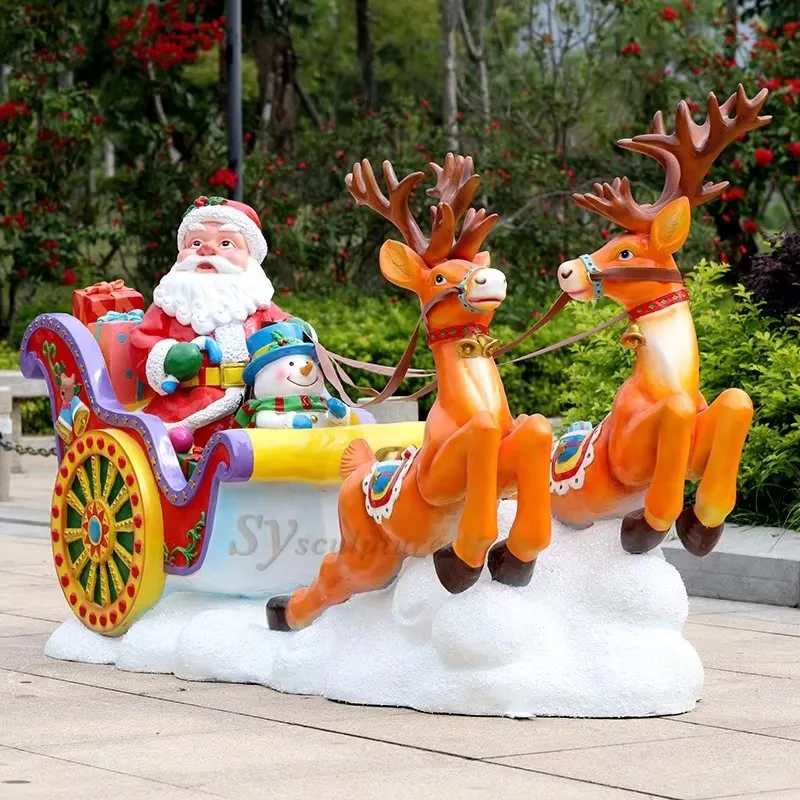 Christmas Day Home Decoration Santa Claus Life Size Anime Statue Window Display Holiday Cartoon Decoration Fiberglass Sculpture