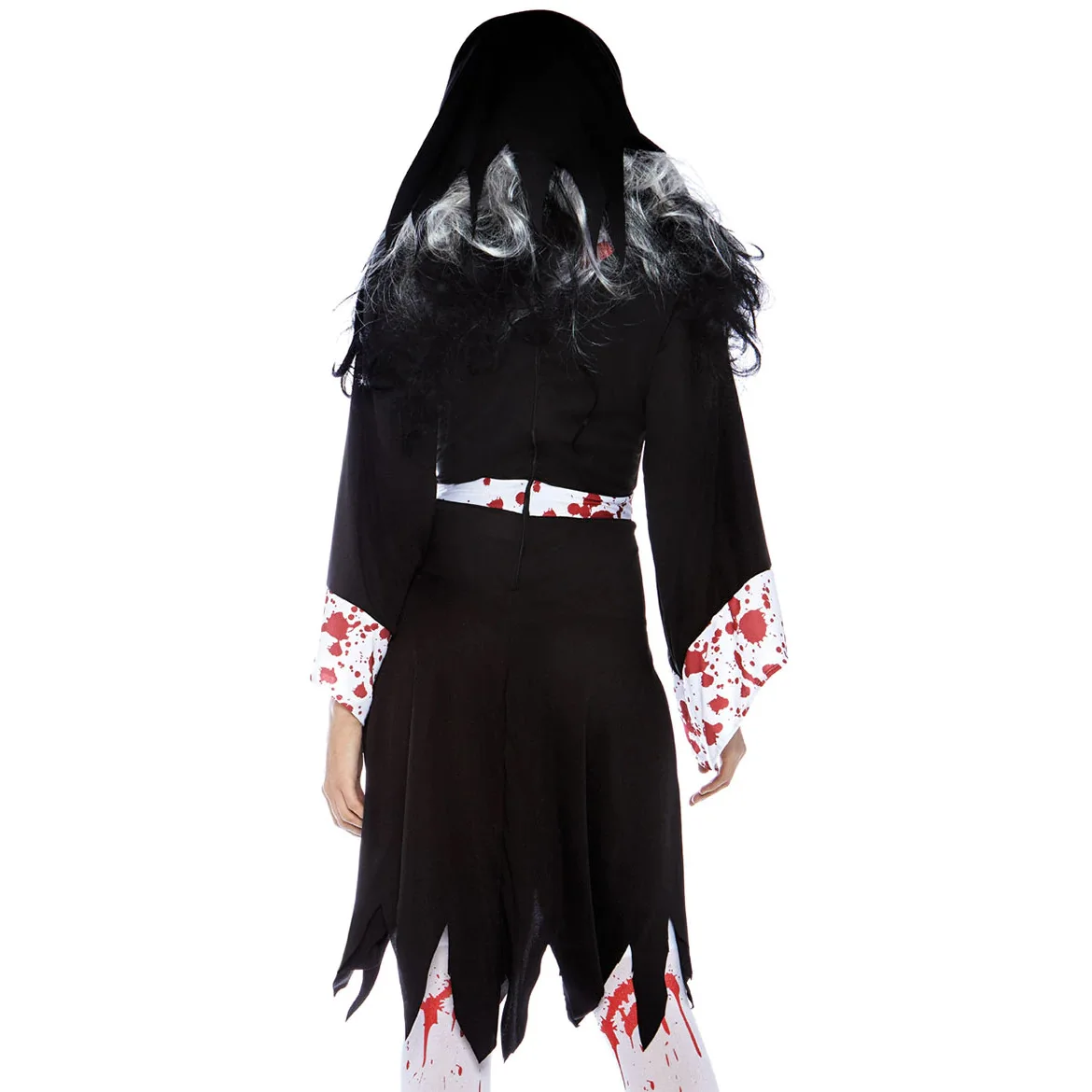 loween  Zombie Bloodstain Nun Costume Role-plang Horror Drip Blood Nun Outfit Women's Ethnic Stage Costume
