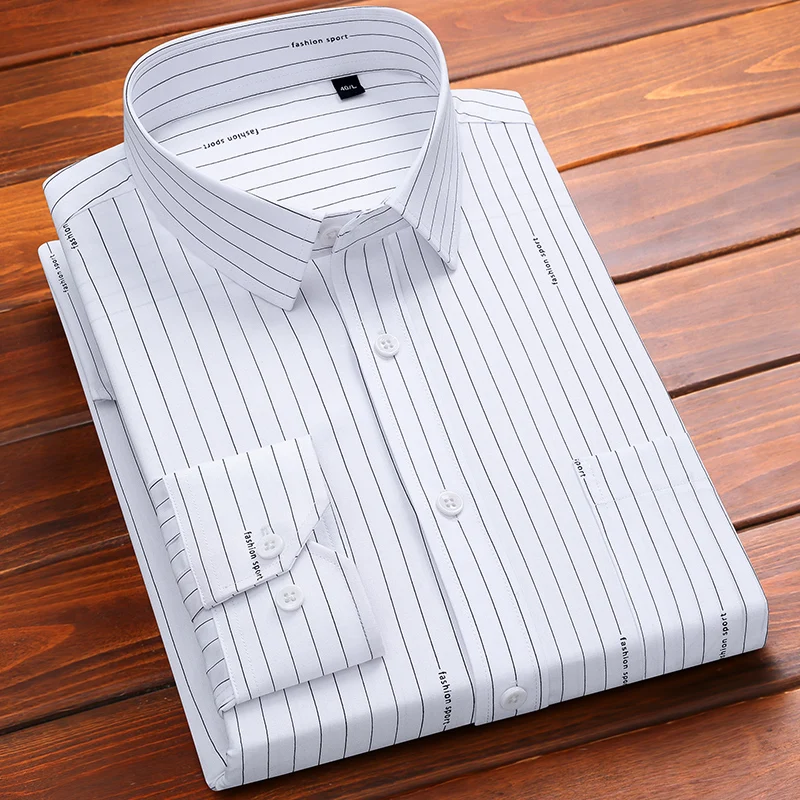 Men's Shirt Business Formal Long Sleeve Bamboo Fiber Anti-Wrinkle Breathable Fashion Casual Office Shirts Men Clothes