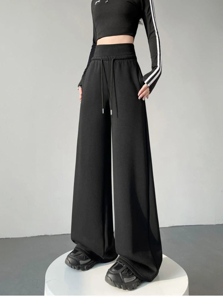 

Спортивные брюки в американском стиле, женские осенние брюки с завышенной талией и прямыми штанинами, свободные и повседневные широкие брюки