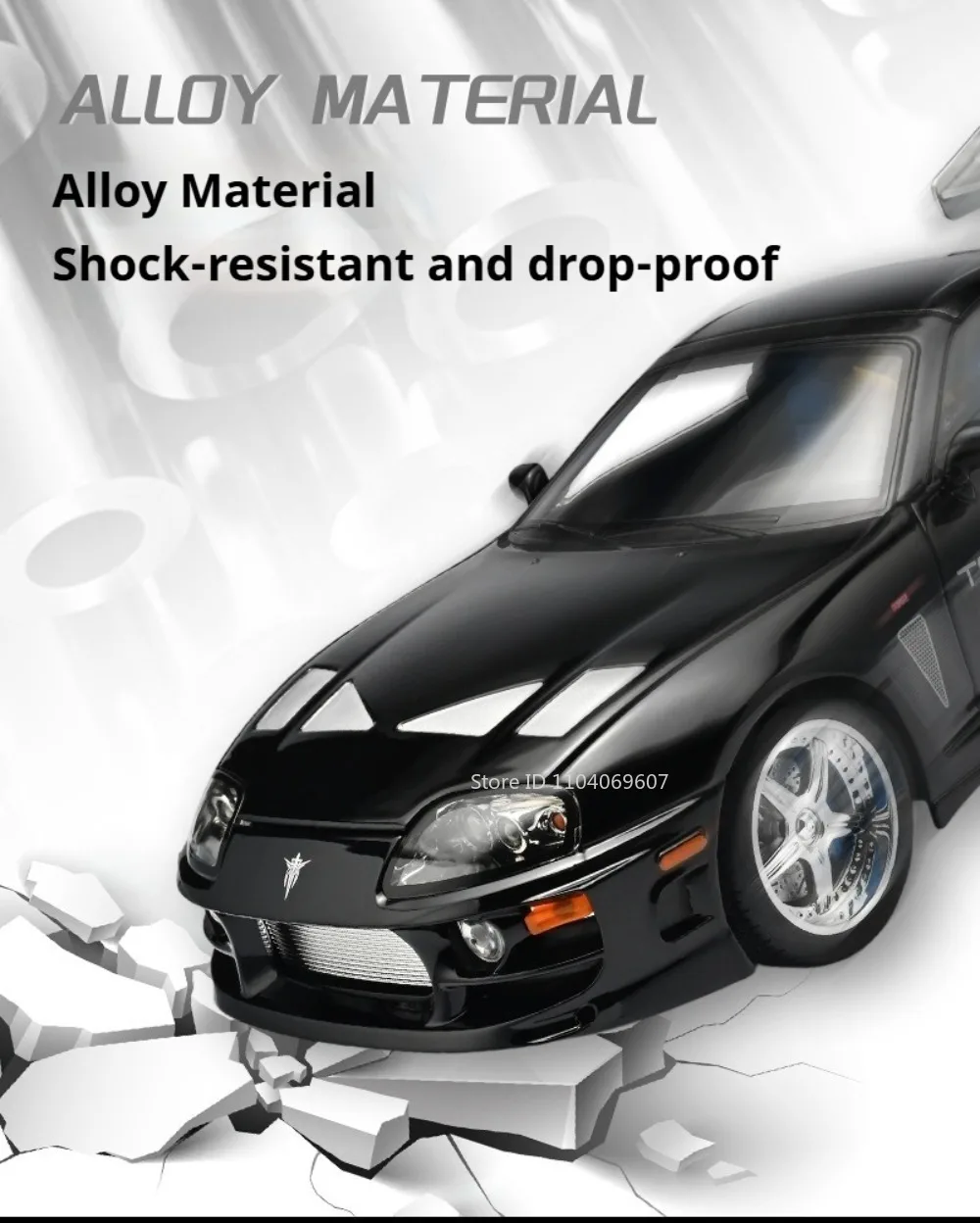 1:24 Scale Supra A80 911 GT3RS Supercar Model Toy Alloy Diecast Shock Absorption Doors Opened Sound Light Collection Sports Cars
