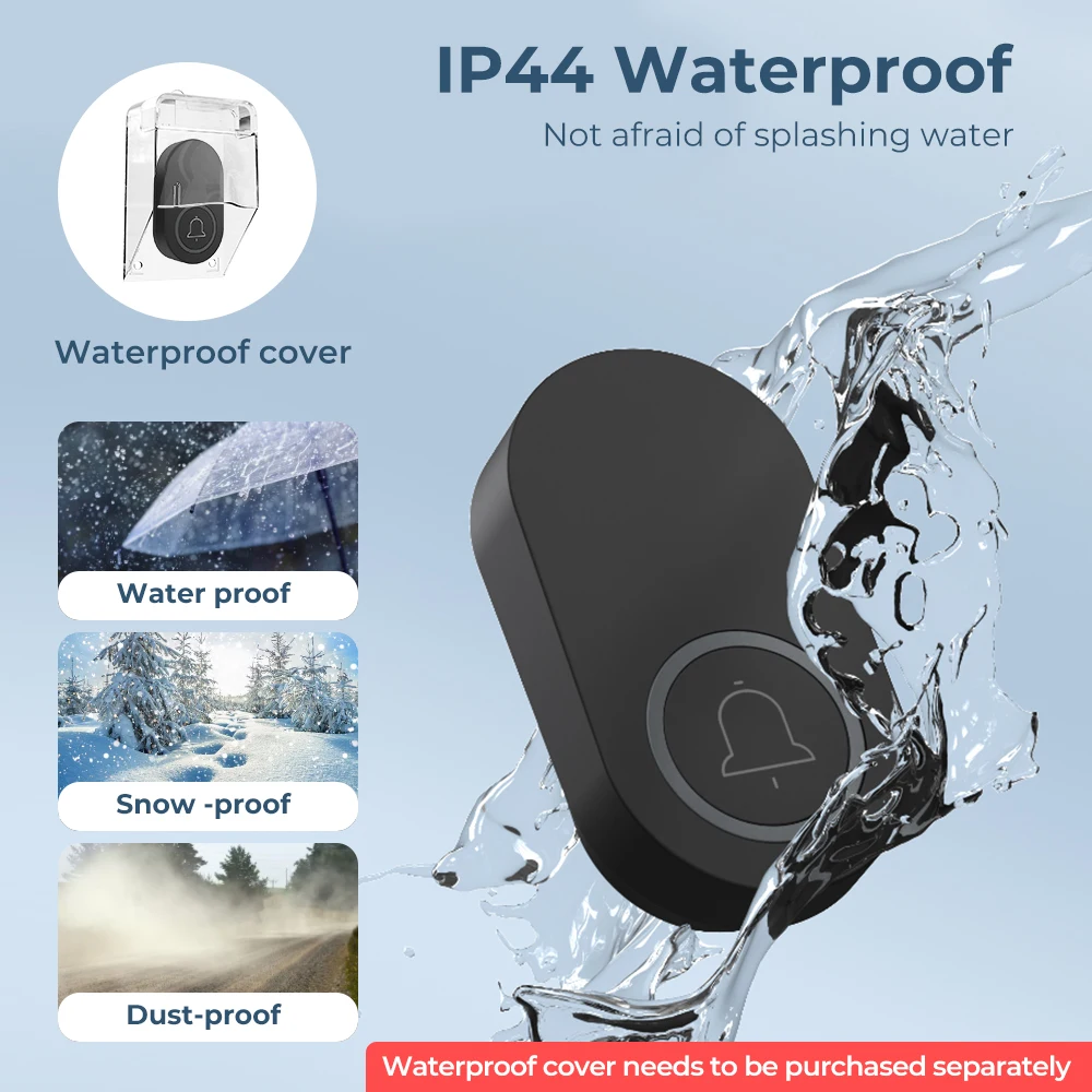 SMATRUL Self Powered Doorbells No Need Battery 120dB 60 Chimes 250M Range EU US UK Plug Waterproof Door Bell For Office,Home