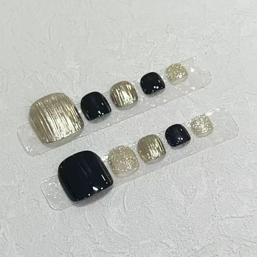10pcs Cat Eyes Square Press on Toenails Blue Red Black Toe Nails Kit for Women Girls Manicure DIY image 2