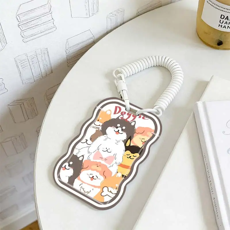 Cards Cover for Stretchable Spring Cord Student Bus/Meal Card Protection Case Photo Protector Kpop Photocard Holder