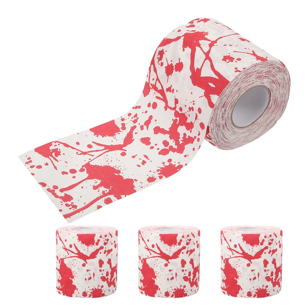 4 rotoli di carta igienica con stampa di mani insanguinate di Halloween, rotolo di carta igienica decorativa per forniture per feste in bagno, rotolo festivo con stampa natalizia