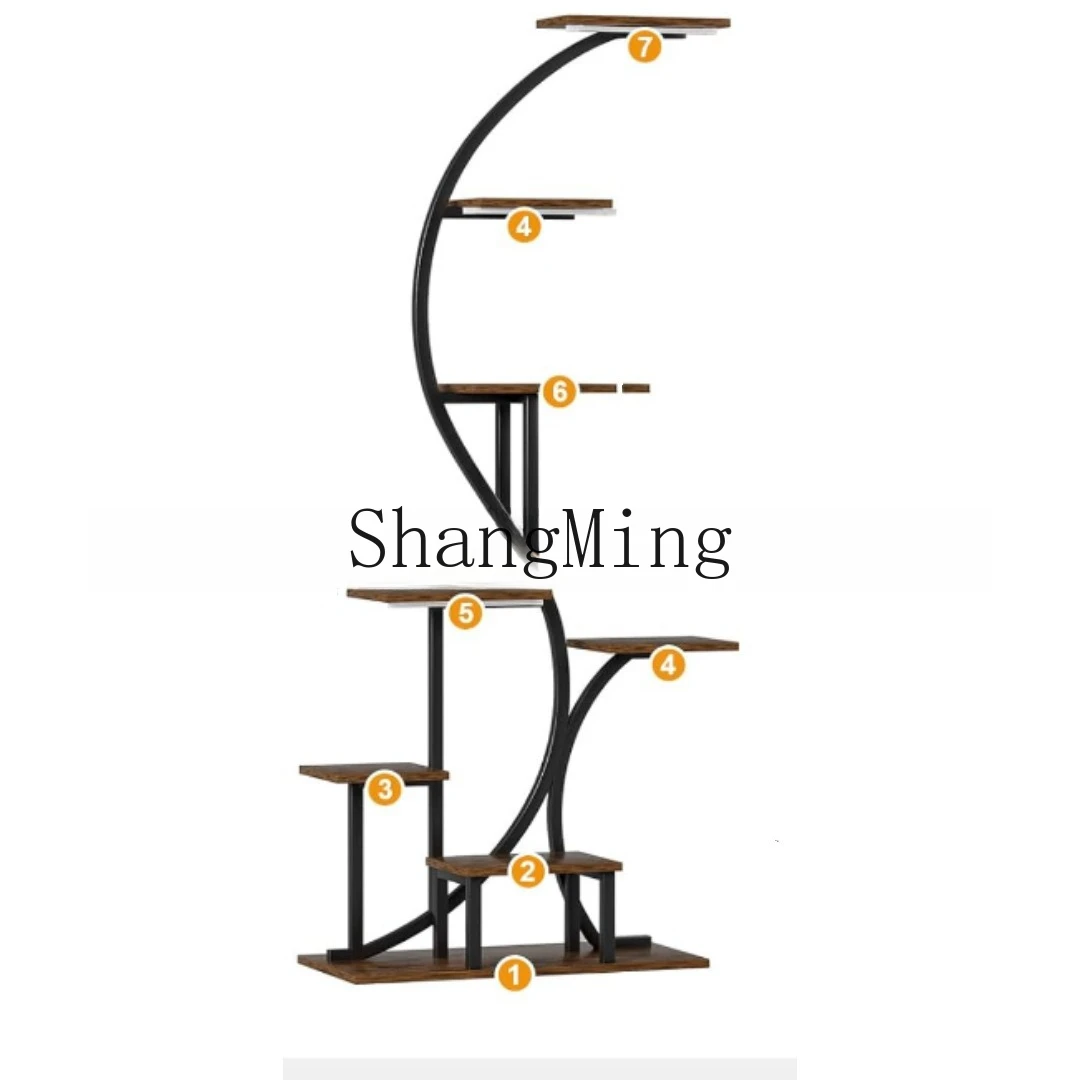 

ZYY creative iron and wood combined flower pot bracket multi-layer flower pot frame metal indoor living room balcony