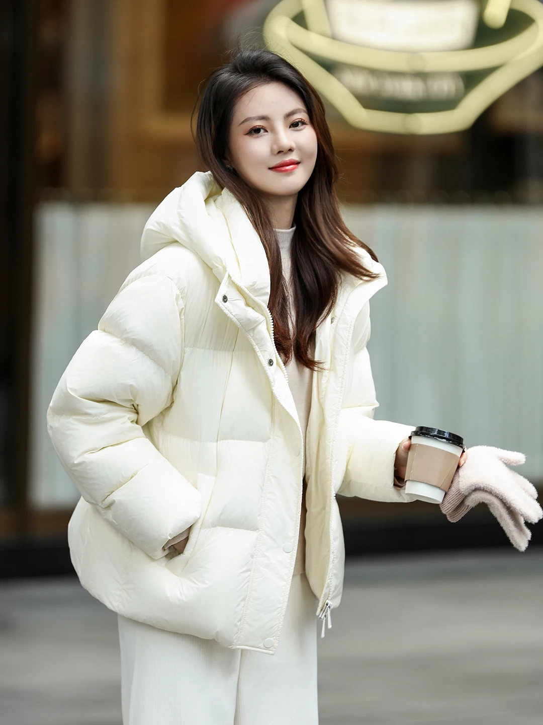 

ort Women's down Jaet Korean Sle Winter Coat Super Cute Cotton Clothes Straight Cut Thiened Long Sve Hooded Zipper