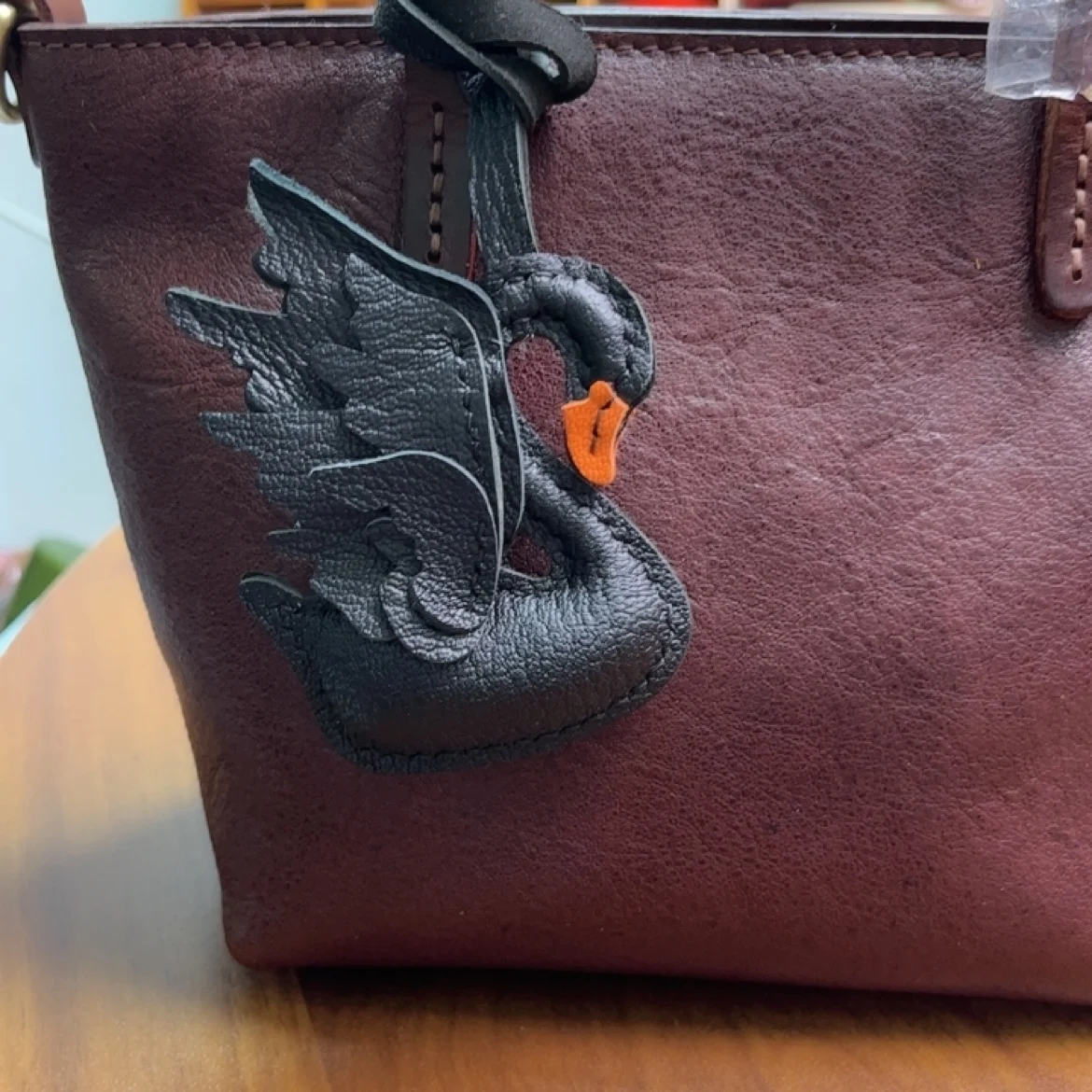 ใหม่ Handmade COW หนังน่ารัก Swan กระเป๋า Key CHAIN กระเป๋าจี้กุญแจรถสุภาพสตรีกระเป๋าอุปกรณ์เสริม DIY อุปกรณ์เสริมคู่ของขวัญ