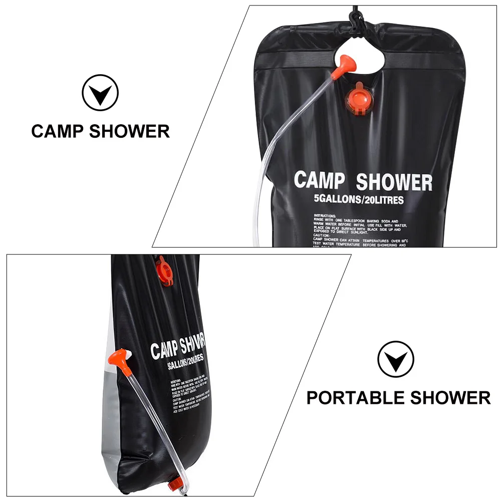 

2 pcs Solar Shower Bag for Camping Hiking 20L Capacity Leak Proof Lightweight Foldable Outdoor Tool Portable Water Bag Camp Use