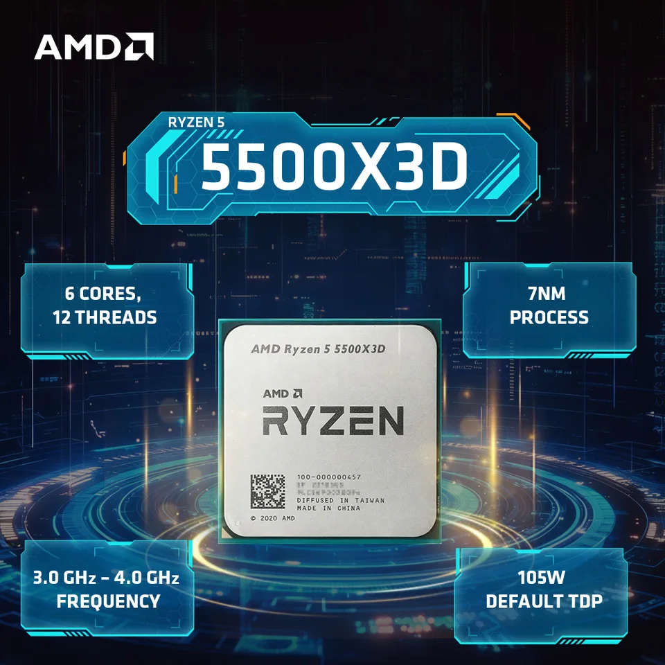 新品 AMD Ryzen 5 5500X3D CPU 6コア 12スレッド 最大4.0GHz ソケット