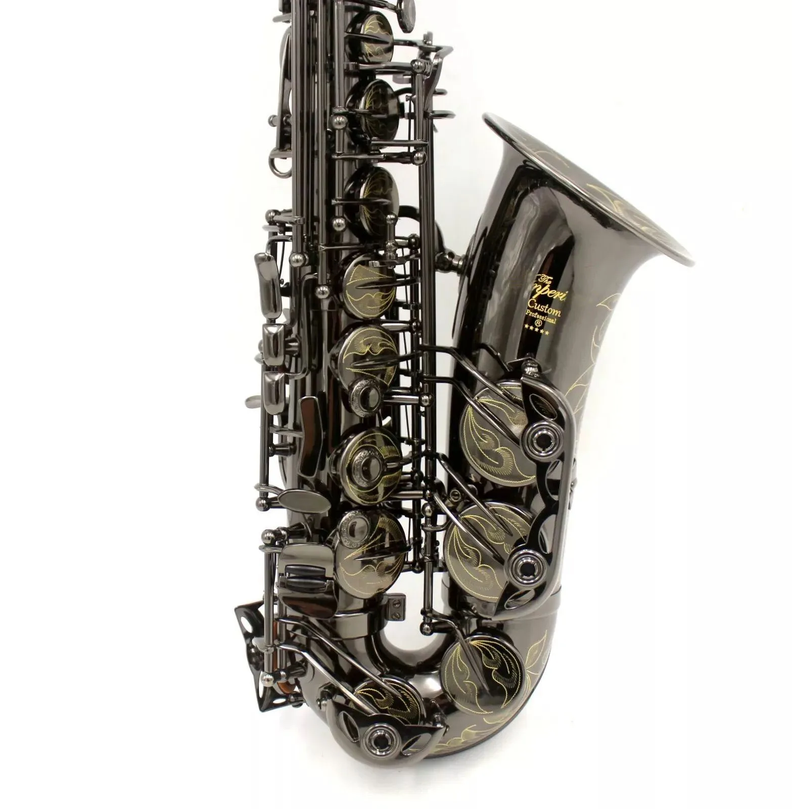 Eastern Music shiny black nickel plated Alto Saxophone with metal key touches