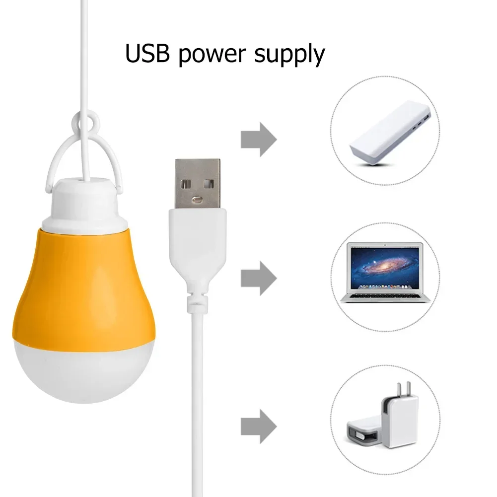 5W LED Bulb Light Mobile Power Camping Lamp USB LED Portable Dormitory Reading Light USB Energy Saving Outdoor Laptops Charge