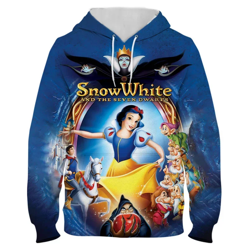 Disney Boys Girls Hoodies Snow White Mens Hoodies 3D Printed Fashion Pullover Oversized Womens Hoodies Casual Clothing