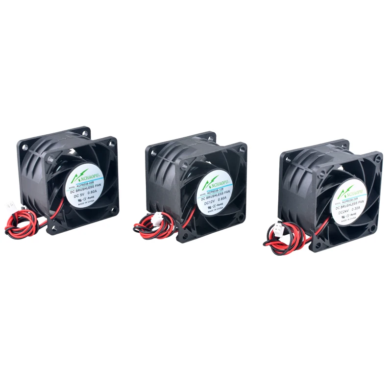 Wysokowydajny wentylator osiowy ACP6038 60x60x38mm 5V/12V/24V DC 2-Pin do chłodzenia zasilaczy serwerowych, komputerów i elektroniki. — zdjęcie produktu 2