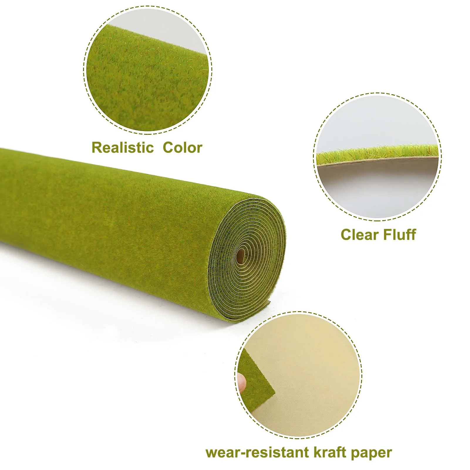 Evemodel One Roll 40cm*200cm Green Yellow Grass Mat 2mm Thick Artificial Lawn Carpet for DIY Model Architectural Layout CP2103