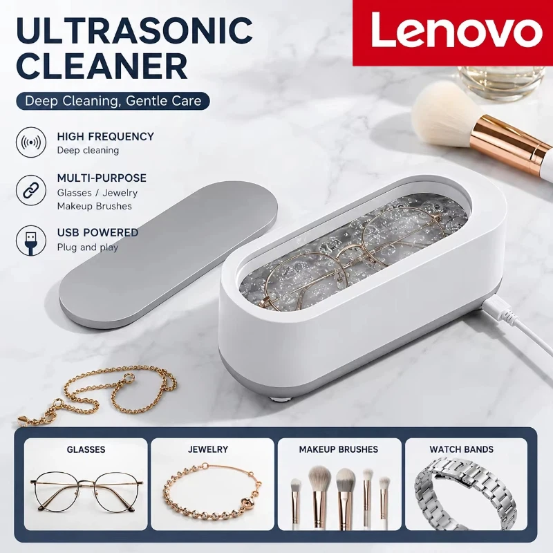Máquina de limpeza ultrassônica lenovo, limpador por vibração, limpador de joias, óculos, relógio, ferramenta de limpeza de pincéis de maquiagem, novo